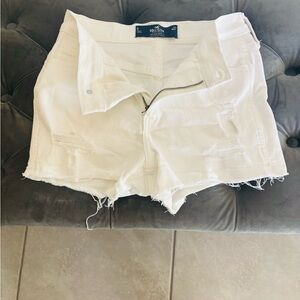 Hollister White Ripped Jean Shorts